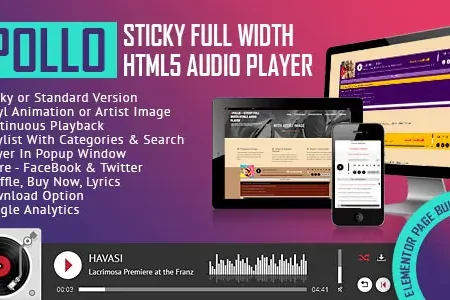 Apollo – HTML5 Audio Player – Elementor Widget