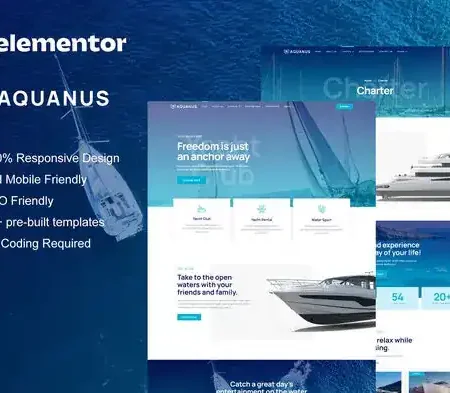Aquanus – Yacht Club & Boat Rental Elementor Template Kit