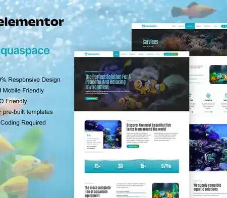 Aquaspace – Fish Aquarium & Aquascape Service Elementor Template Kit