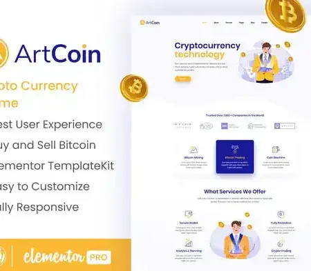 ArtCoin | Bitcoin & Cryptocurrency Elementor Template Kit