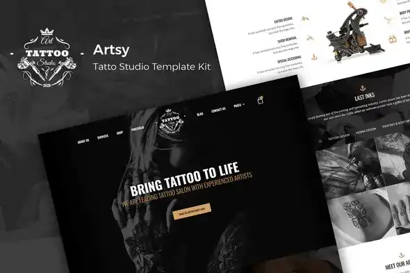 Artsy – Tattoo- Studio- Elementor -Template -Kit-khoplugin.com Artsy – Tattoo Studio Elementor Template Kit khoplugin.com