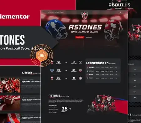 Astones – American Football Team & Sports Elementor Template Kit