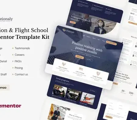 Aviationaly – Aviation & Flight School Elementor Template Kit