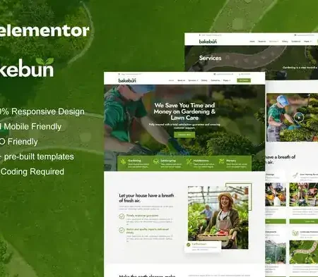 Bakebun – Landscape & Gardening Elementor Template Kit