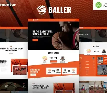 Baller – Basketball Team & Sports Club Elementor Template Kit