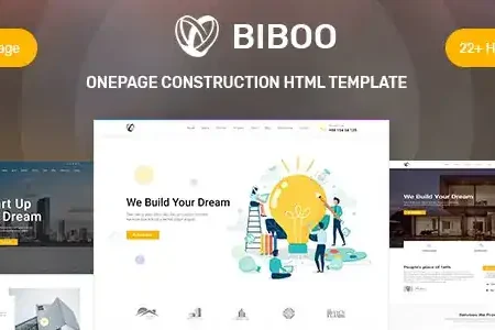 Biboo – OnePage Construction HTML Template