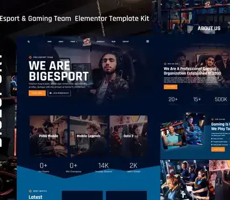 Bigesport – Esport & Gaming Team Elementor Template Kit