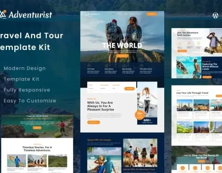 Adventurist – Travel & Tourism Agency Elementor Template Kit