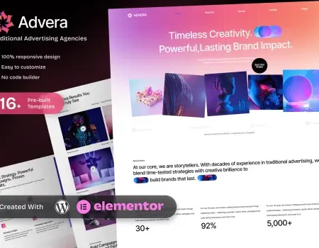 Advera – Traditional Advertising Agencies Business Promotion Elementor Template Kit