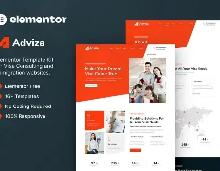 Adviza – Immigration & Visa Consulting Elementor Template Kit