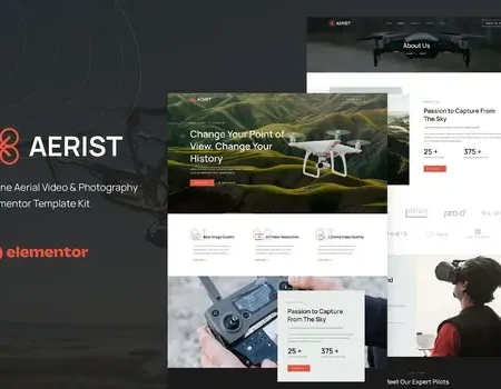 Aerist – Drone Aerial Video & Photography Elementor Template Kit