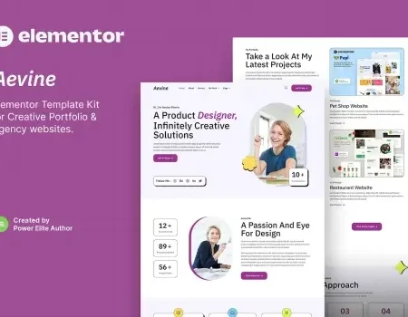 Aevine – Creative Portfolio & Agency Elementor Template Kit