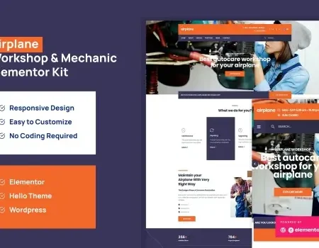 Airplane – Mechanic Workshop Elementor Template Kit