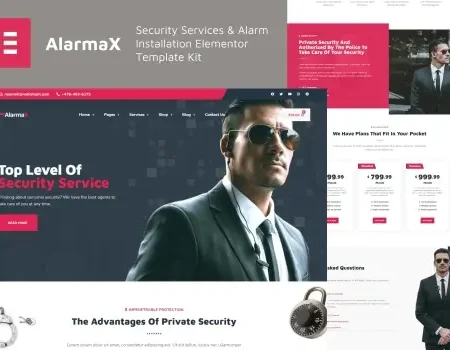Alarmax – Security Services & Alarm Installation Elementor Template Kit