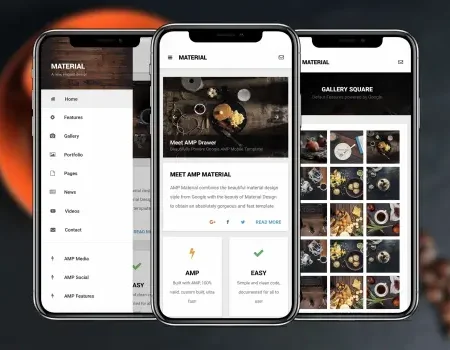 AMP Material Mobile | Google AMP Mobile Template