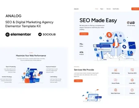 Analog – SEO & Digital Marketing Agency Elementor Template Kit