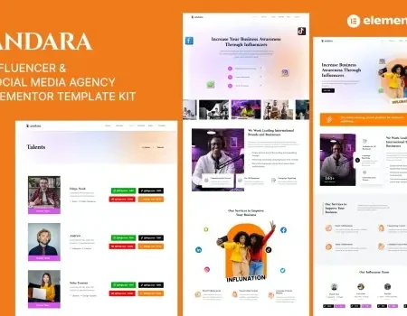 Andara – Influencer & Social Media Agency Template Elementor