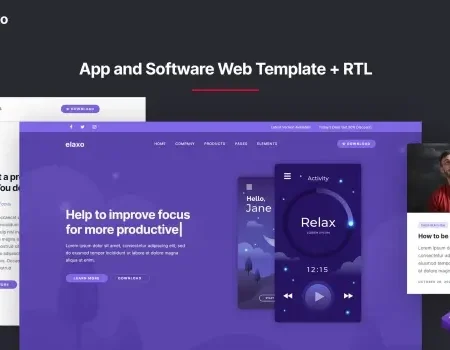 App and Software Website Template + RTL – Elaxo