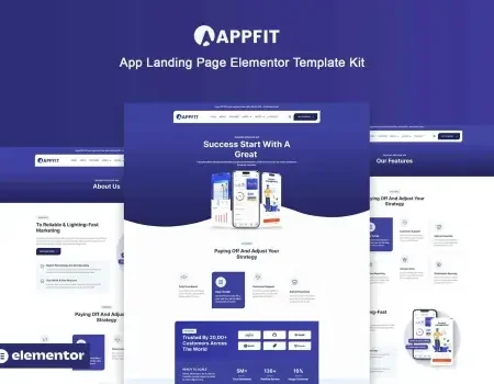 Appfit – App Landing Page Elementor Pro Template Kit