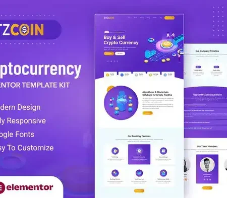 BitzCoin – Crypto Exchange Elementor Template Kit
