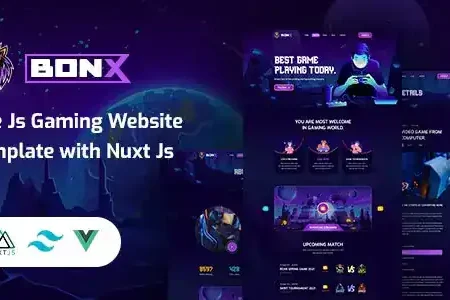 Bonx – Vue Js Gaming Website Template with Nuxt Js