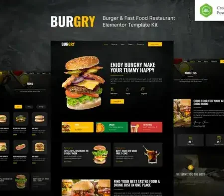 Burgry – Burger & Fast Food Restaurant Elementor Template Kit
