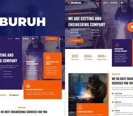 Buruh – Laser Cutting & Engineering Company Elementor Template Kit