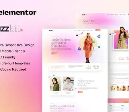 Buzzkit – Influencer & Creative Agency Elementor Template Kit