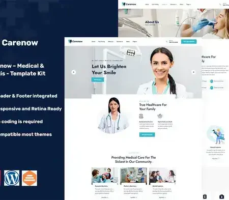 Carenow – Medical & Dentist Elementor Template Kit
