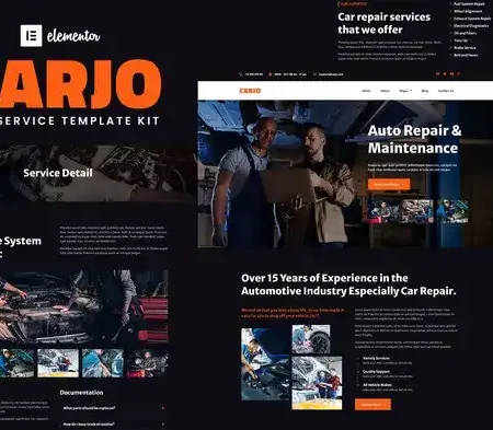 Carjo – Car Services & Repair Elementor Template Kit