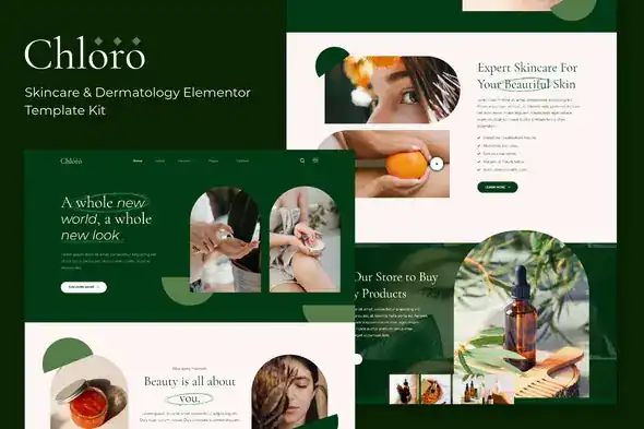 Chloro – Skincare- & Dermatology -Elementor- Template -Kit-khoplugin.com Chloro – Skincare Dermatology Elementor Template Kit khoplugin.com