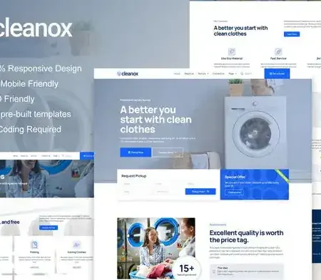 Cleanox – Laundry Service Elementor Template Kit