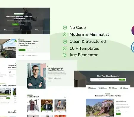Clusteria – Real Estate & Property Elementor Pro Template Kit
