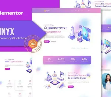 Coinyx – Cryptocurrency Blockchain & Bitcoin Elementor Template Kit
