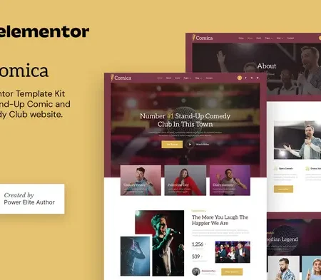 Comica – Stand-Up Comic & Comedy Club Elementor Template Kit