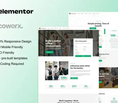 Coworx – Coworking Space & Virtual Office Elementor Template Kit