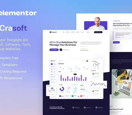 Crasoft – SaaS & Tech Startup Company Elementor Template Kit