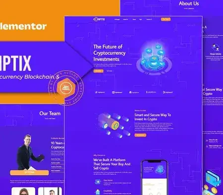 Criptix – Cryptocurrency Blockchain & Bitcoin Elementor Template Kit