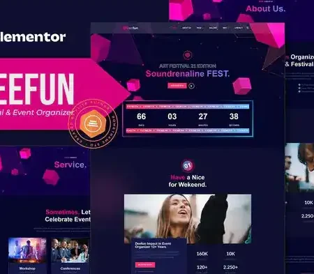 DeeFun – Festival & Event Organizer Elementor Template Kit