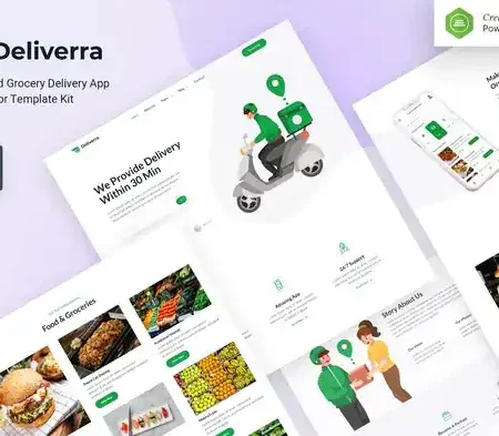 Deliverra – Food & Grocery Delivery App Elementor Template Kit