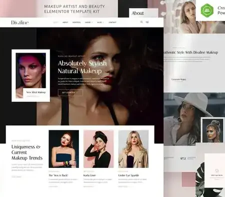 Divaline – Makeup Artist, Model & Beauty Elementor Template Kit