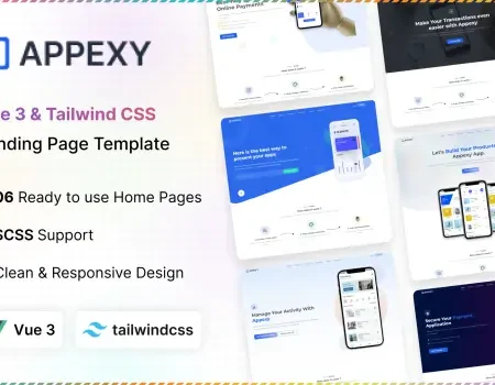 Appexy – Tailwind CSS & Vue Landing Page Template