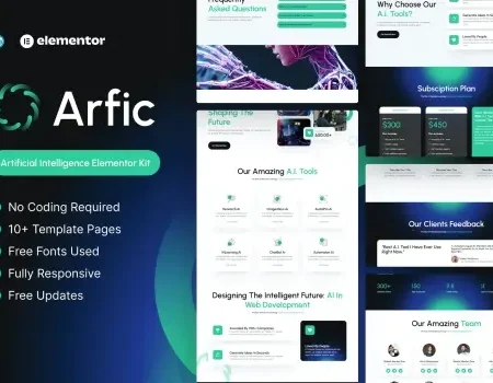 Arfic – Artificial Intelligence Elementor Pro Template Kit