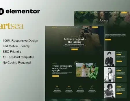 Artsea – Photography & Art Gallery Elementor Template Kit