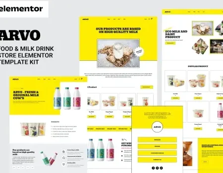 Arvo – Food & Milk Drink Store Elementor Template Kit