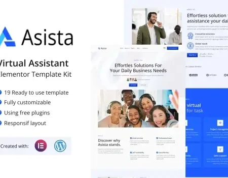 Asista – Virtual Assistant Elementor Template Kit