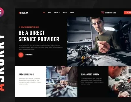 Asrokky – Smartphone Repair Shop Elementor Template Kit