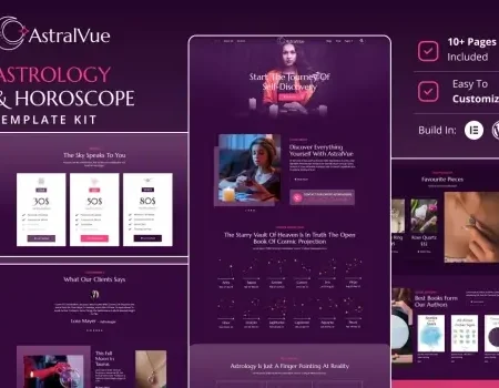AstralVue – Astrology & Horoscope Elementor Template Kit