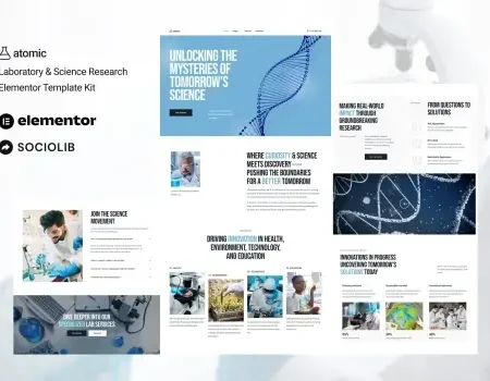 Atomic – Laboratory & Science Research Elementor Template Kit