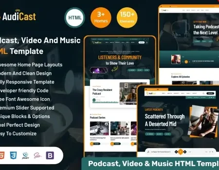 Audicast – Podcast, Video & Music HTML Template